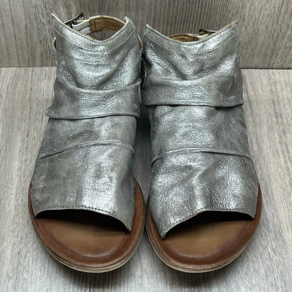 Miz Mooz Sandals Womens 36 US 5.5-6 Fallon Metallic Slingback Gladiator Silver - Picture 3 of 12